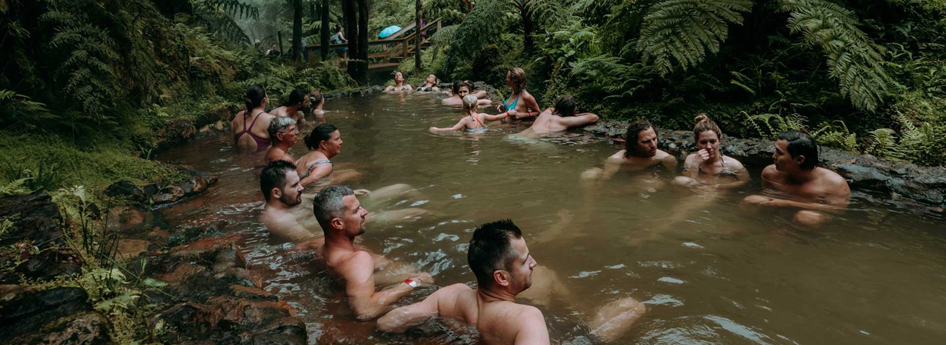 The thermal baths in a Jurassic Park scenery are the perfect place to chill.
