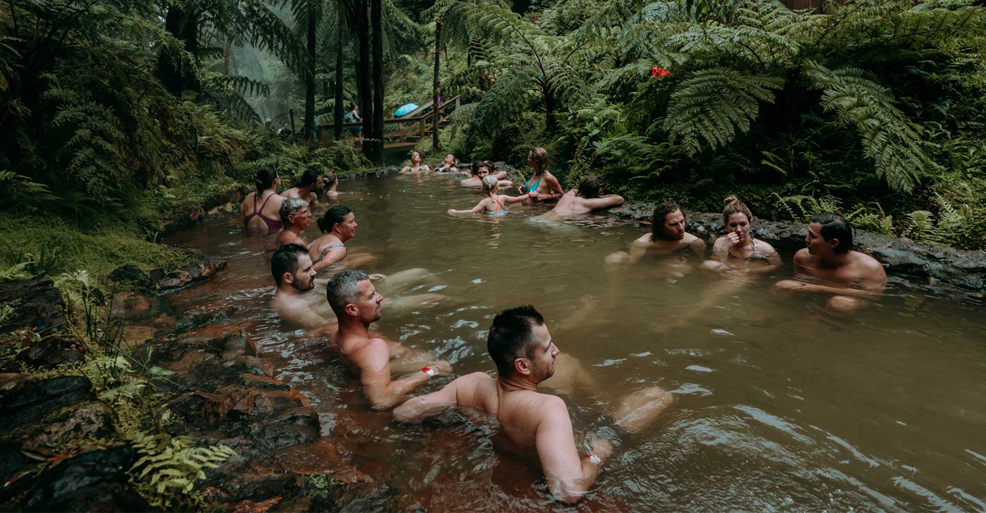 The thermal baths in a Jurassic Park scenery are the perfect place to chill.