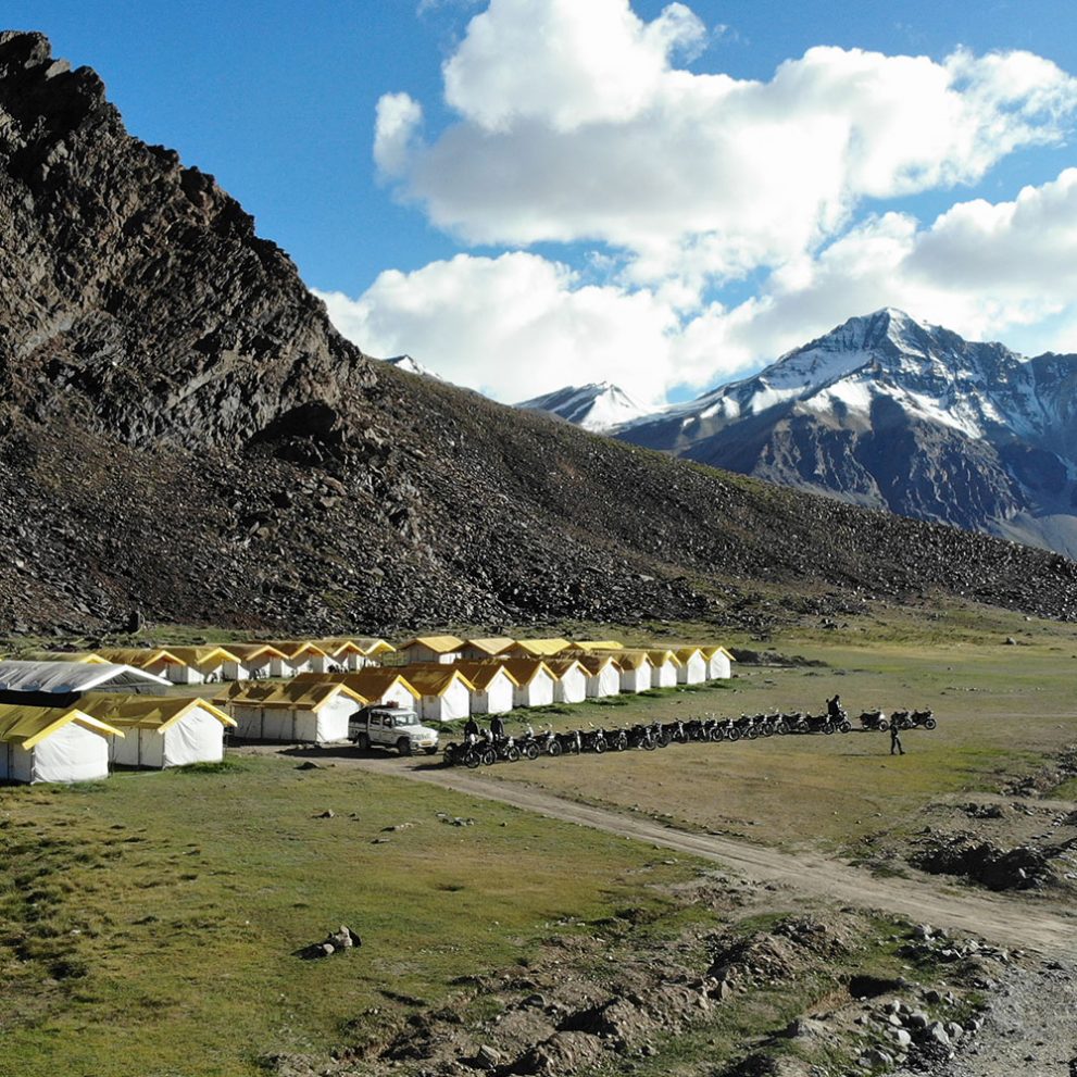 Our highest glamping style tent basecamp next to Sarchu village, 4.300 meters above sea level.