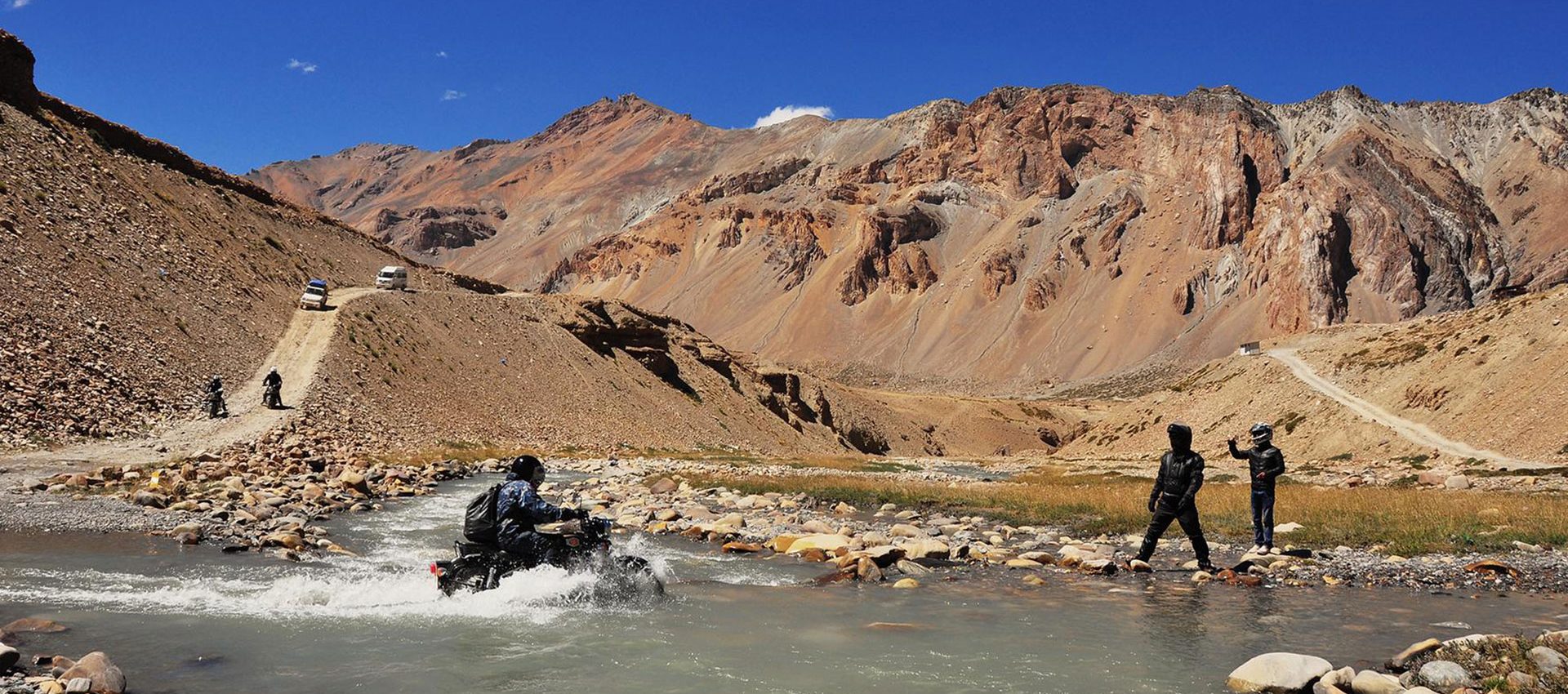 One of the toughest river crossings of the trip, but it's also a lot of fun.