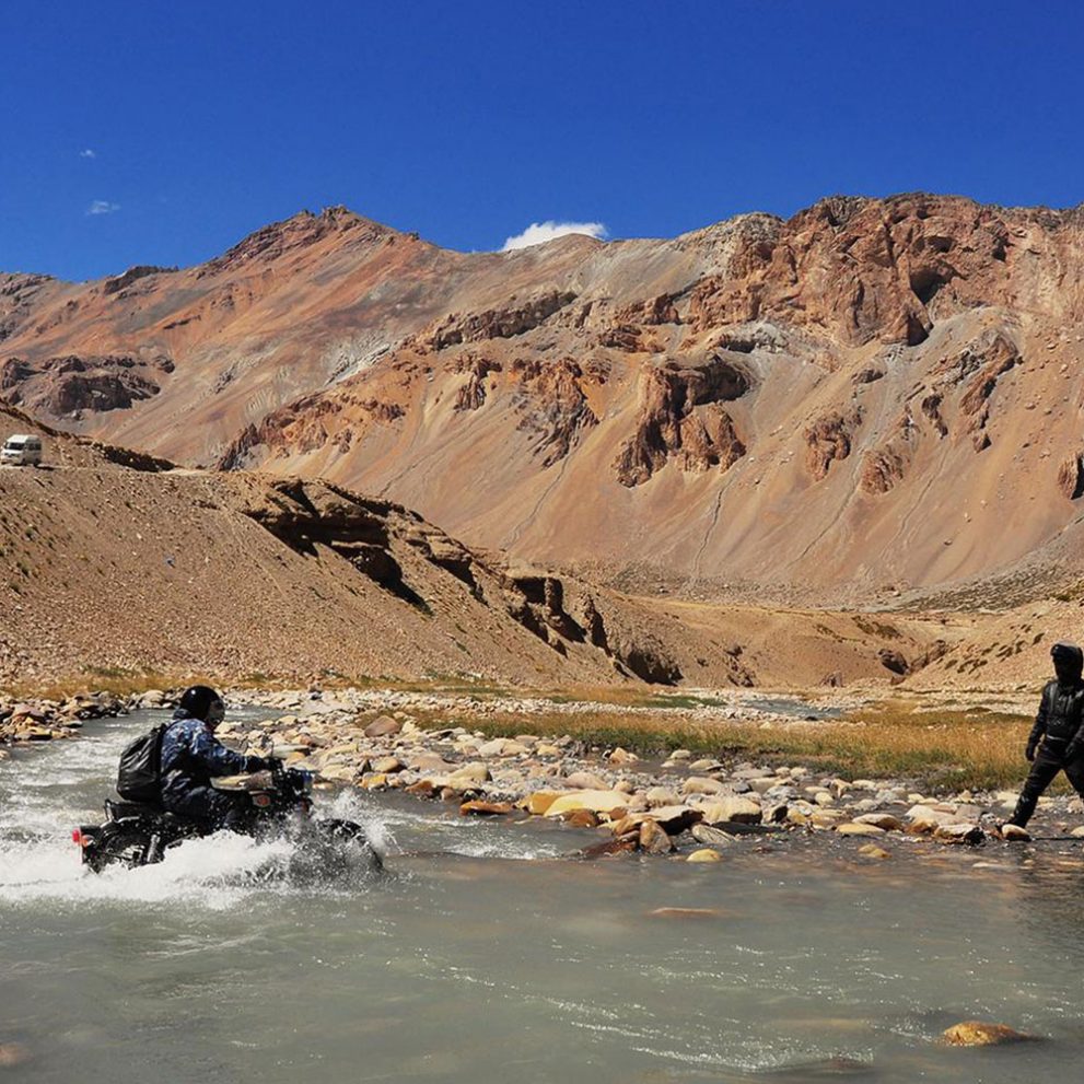 One of the toughest river crossings of the trip, but it's also a lot of fun.