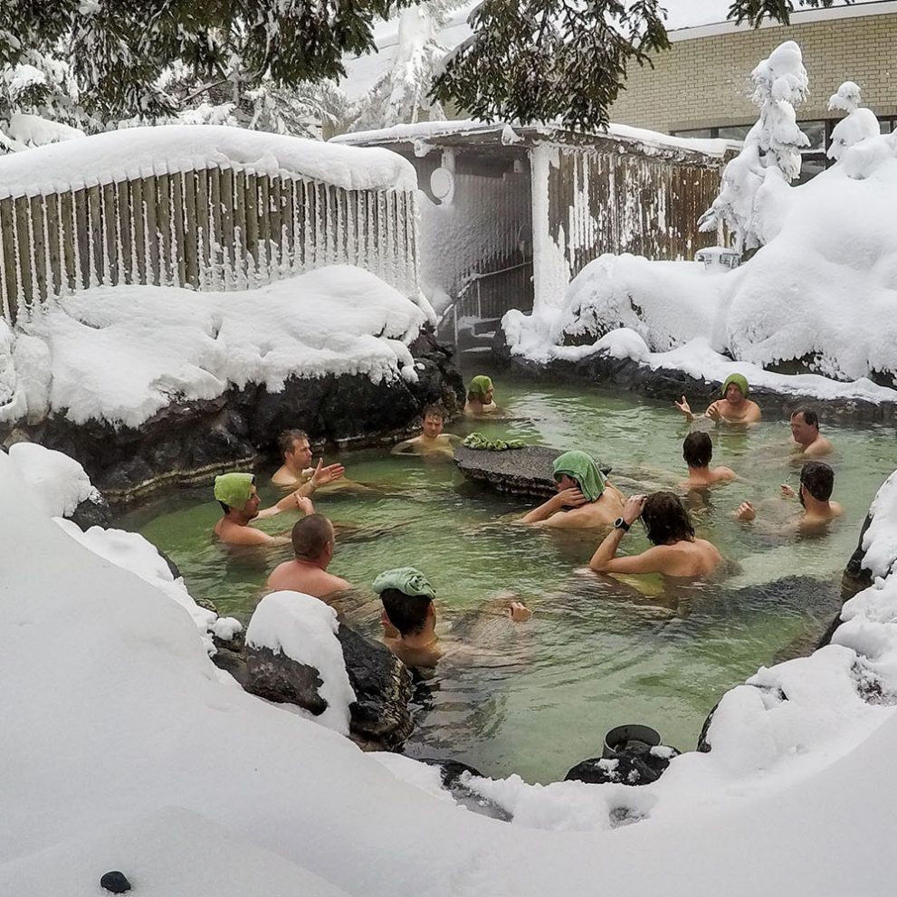 After long days riding the slopes, we’ll unwind in the hot volcanic thermal waters of an Onsen.