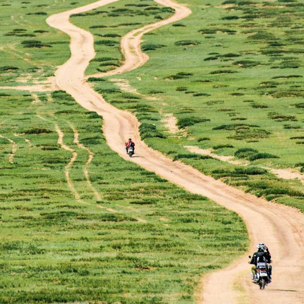 Probably the best off-road terrain in the world is in Mongolia, the vast Steppe has endless options to ride on.