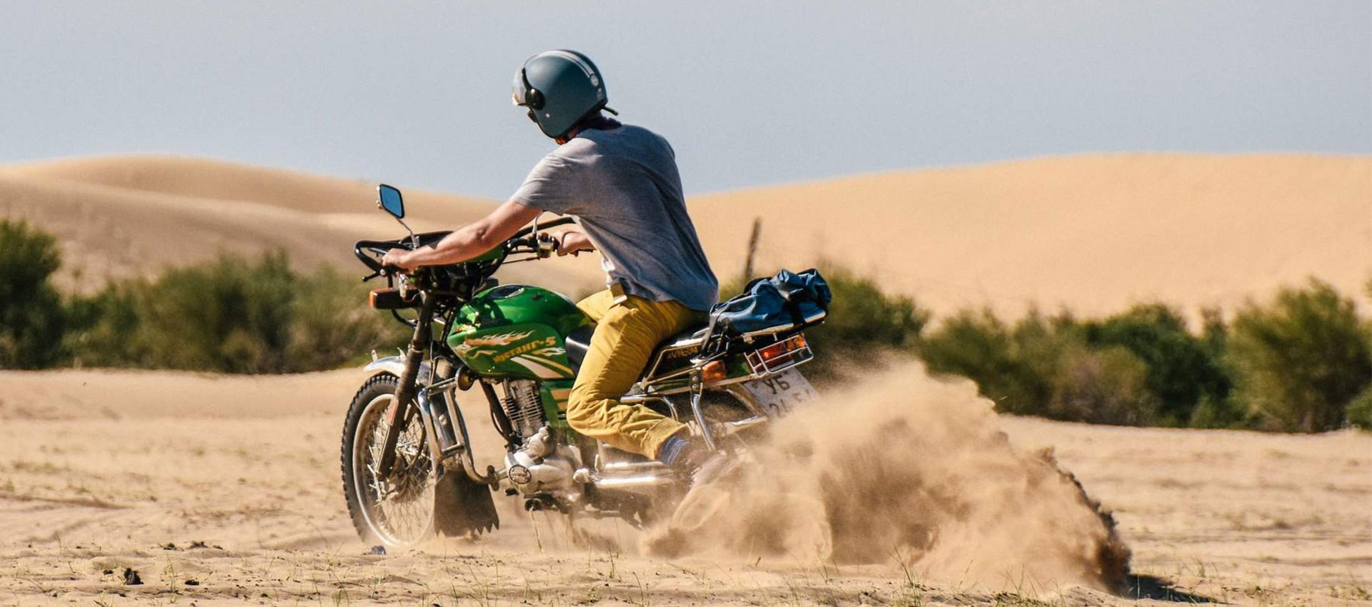 Drifting in the perfect sand dunes of the Little Gobi Desert